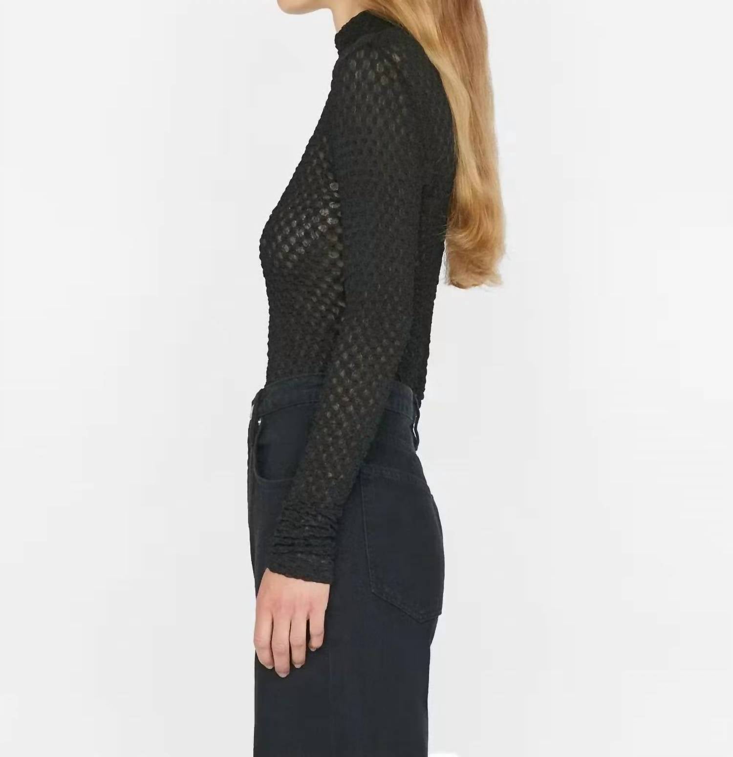 Frame - Mesh Lace Turtleneck Top