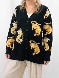Jodifl - Oversized Running Tiger Print Cardigan