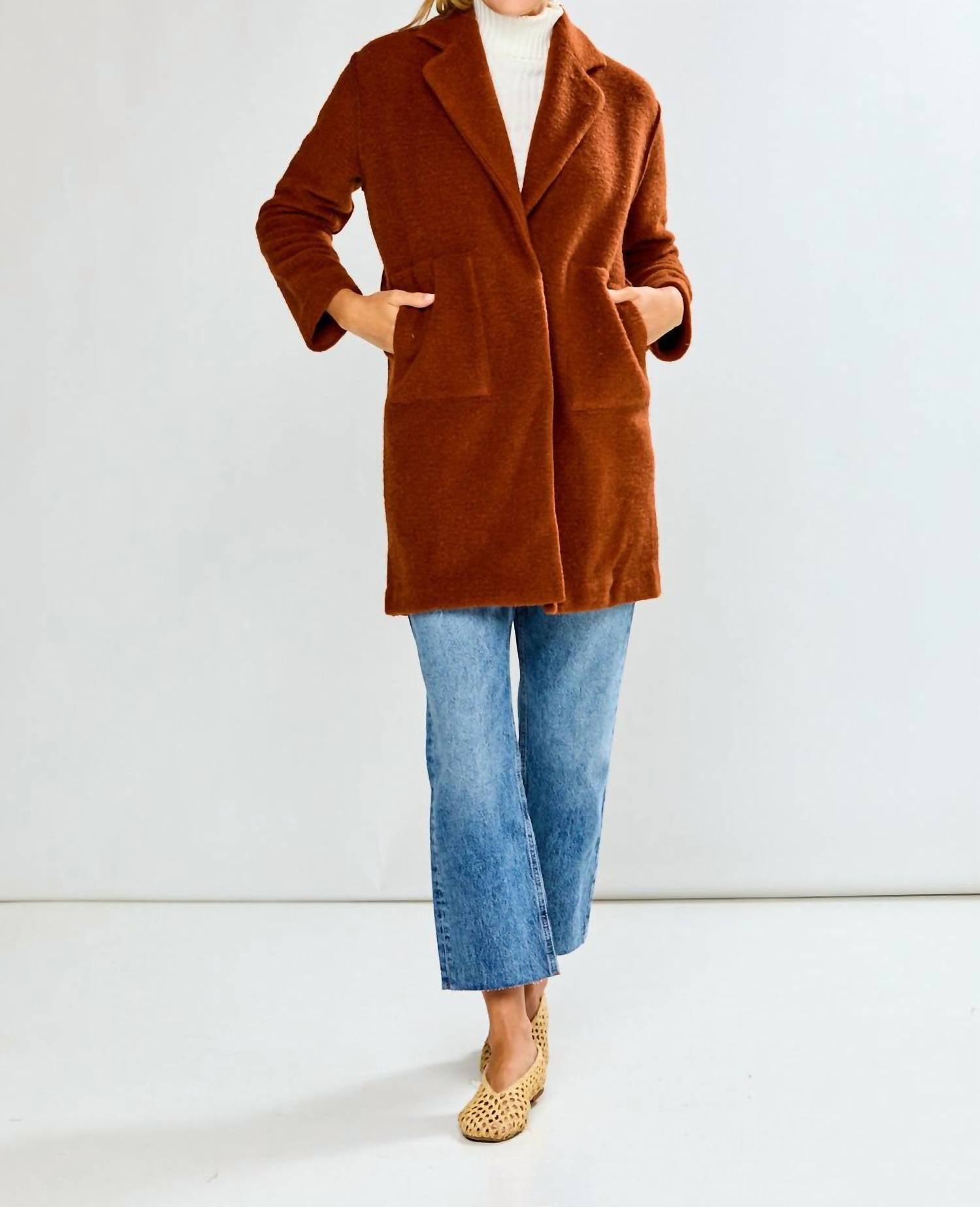 SARA CAMPBELL Chloe Dropped Shoulder Coat in chestnut - women's jacket - view 5