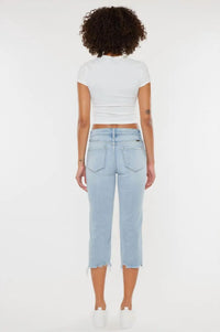 KanCan High Rise Capri Jeans in light stone wash - women's pants - detail view
