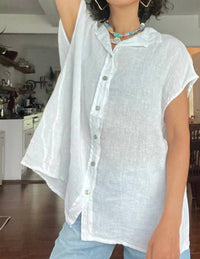 Mint Exclusives - Button Down Sleeveless Linen Top