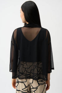 Joseph Ribkoff - Open Front 3/4 Sleeves Mesh Cover-up Jacket