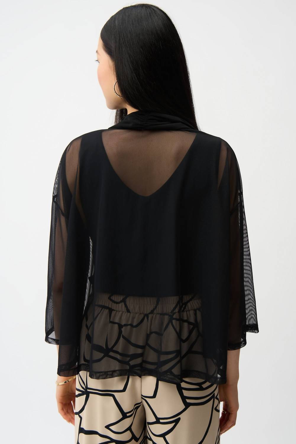 Joseph Ribkoff - Open Front 3/4 Sleeves Mesh Cover-up Jacket