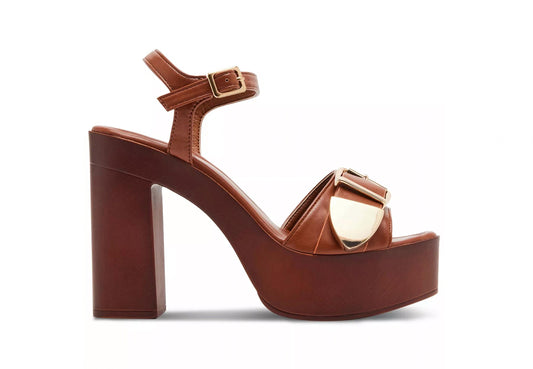 Madden Girl - Ankle Strap Buckled Wooden Platform Heels
