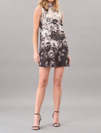 Lola & Sophie - Pixel Roses Funnel Neck Dress