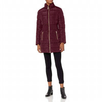 3/4 Puffer Zig Zag Cinched Waist Faux Fur Trim Hood Jacket