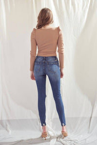 Kancan - Mid-Rise Distressed Super Skinny Jeans
