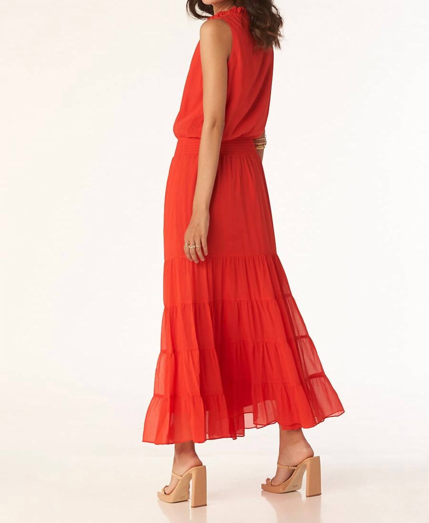 Tart Collections - Julie Drawstring Neckline Ruffled Dress