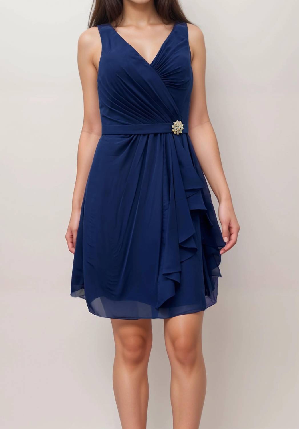 Last Dress - Mirabella Brooch Drape Mini Dress