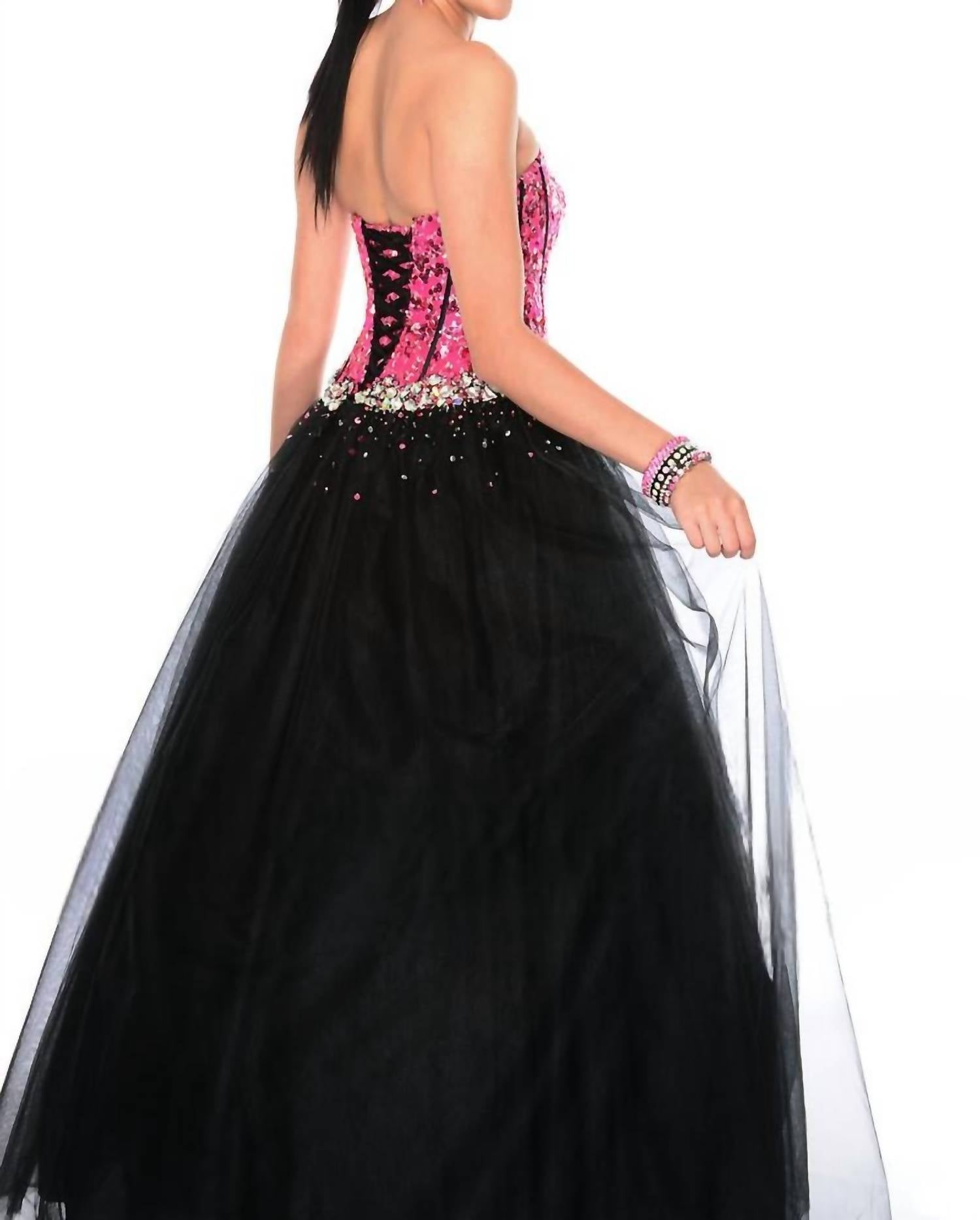 Precious Formals - Sequin Corset Lace-up Back Ballgown