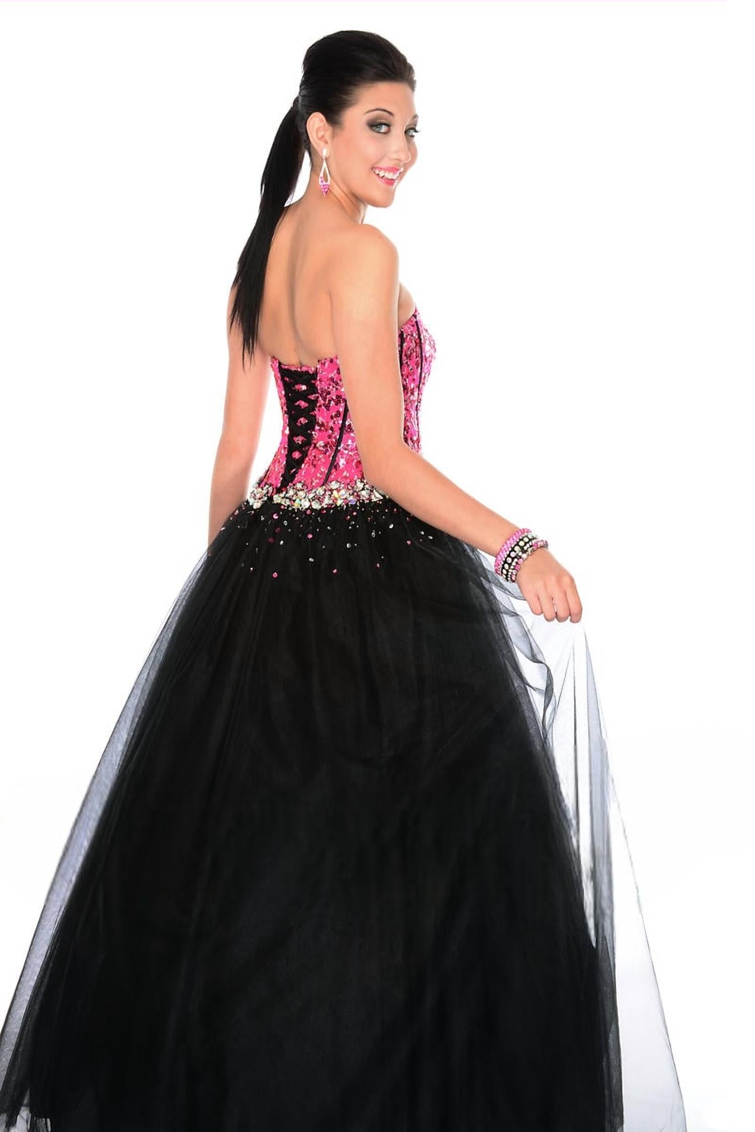 Precious Formals - Sequin Corset Lace-up Back Ballgown