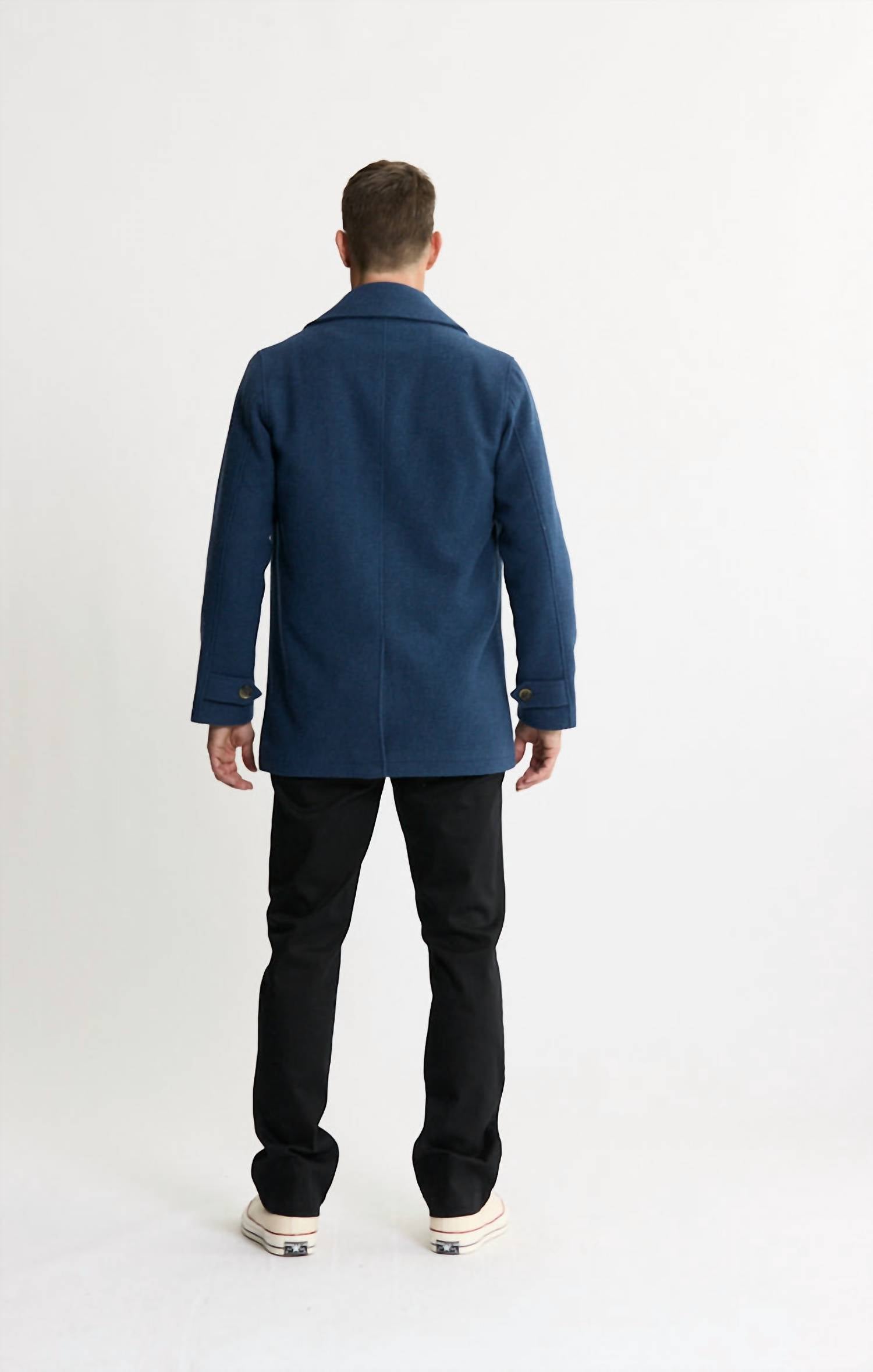 JACHS NEW YORK Mott Wool Blend Coat in warm blue - men's jacket - view 4
