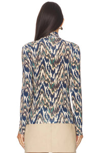 Ulla Johnson Aurelia Long Sleeve Turtleneck Top in riverslate - women's blouse - alternate view