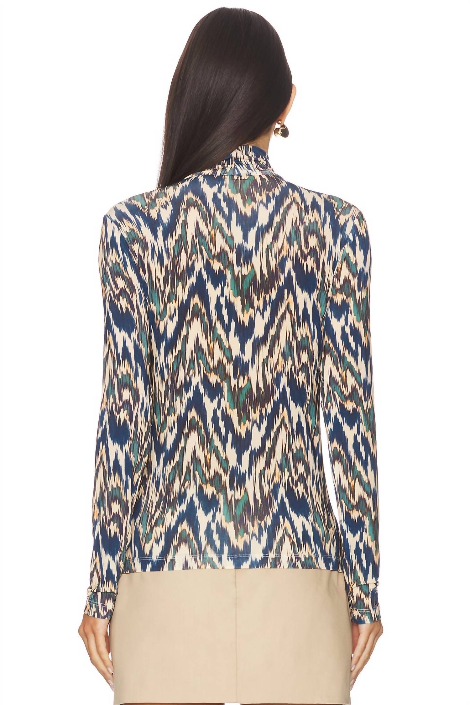 Ulla Johnson Aurelia Long Sleeve Turtleneck Top in riverslate - women's blouse - alternate view