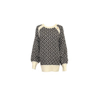 Vine & Love - Women's Crew Neck Geo Patterned Knitted Sweater