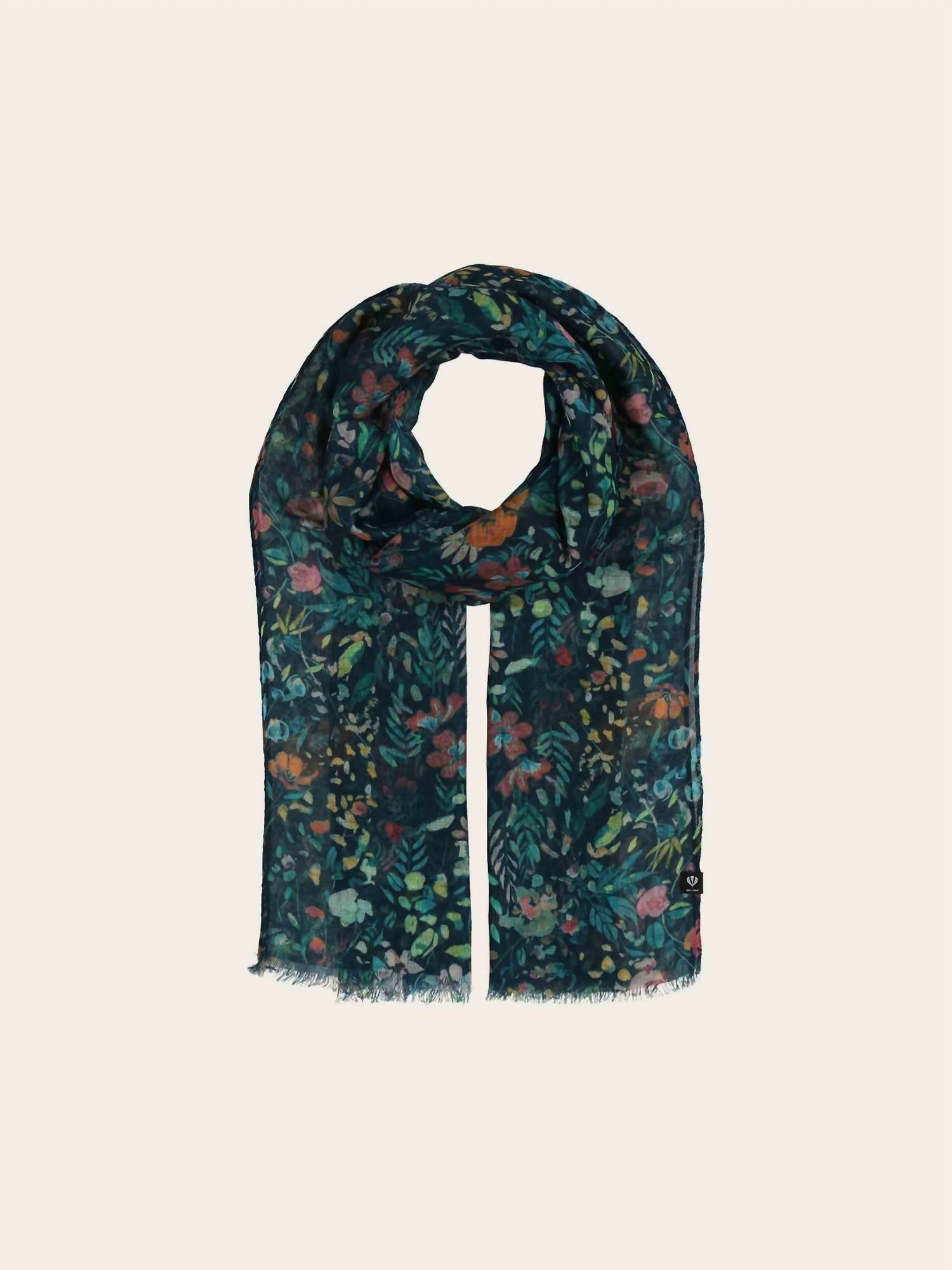 V. FRAAS Women's Mille Fleur Scarf in teal - women's scarf