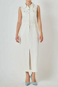 English Factory - Sleeveless Maxi Denim Dress