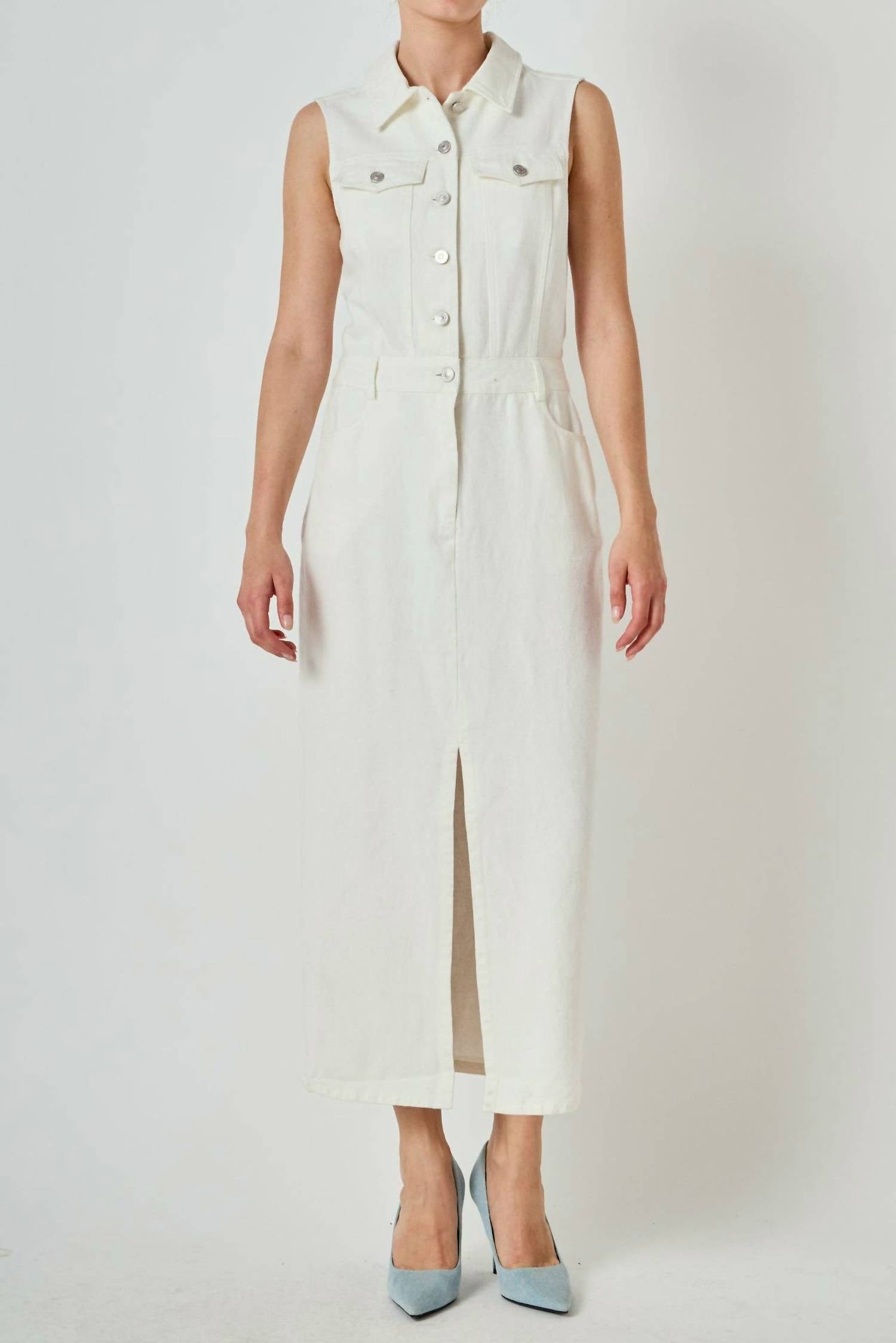 English Factory - Sleeveless Maxi Denim Dress