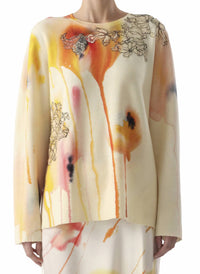 Jason Wu - Watercolor Floral Merino Knit Sweater