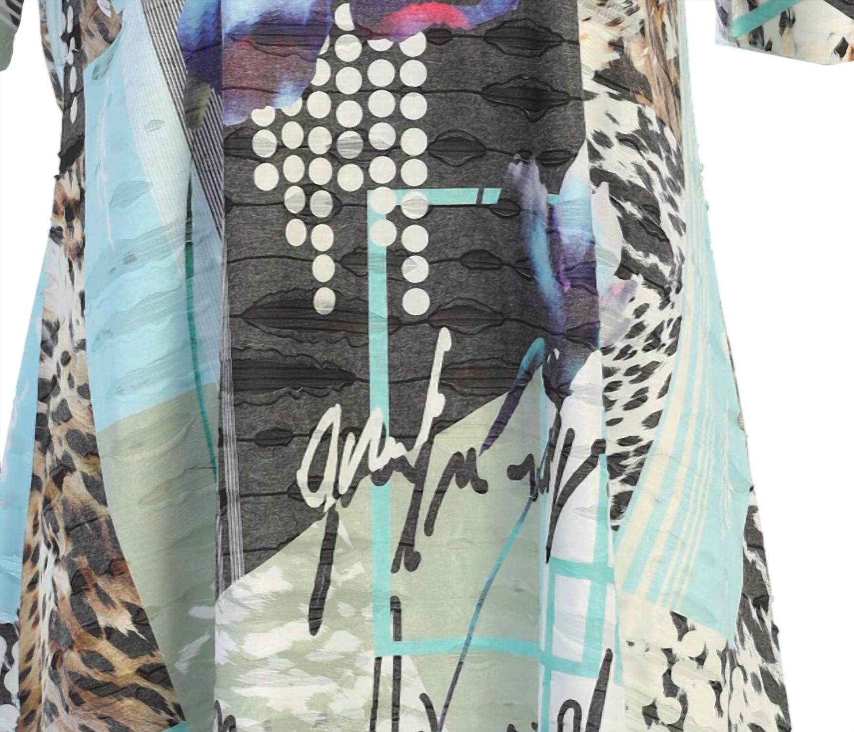 Jess & Jane Women's Iris Double Knit Cold Shoulder Top in colorful sublimation - women's blouse - view 4