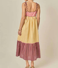 English Factory - Colorblock Stripe Sleeveless Midi Dress
