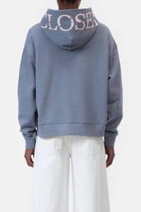 CLOSED Logo Cotton Hoodie in strato grey - women's top - alternate view