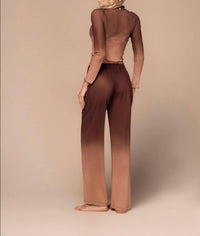 Ola Azul Emily Umber Top in brown - women's t-shirt - detail view