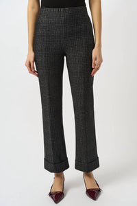 Joseph Ribkoff Heavy Knit Pull-on Flare Pants in black grey 1 - women's pants - detail view