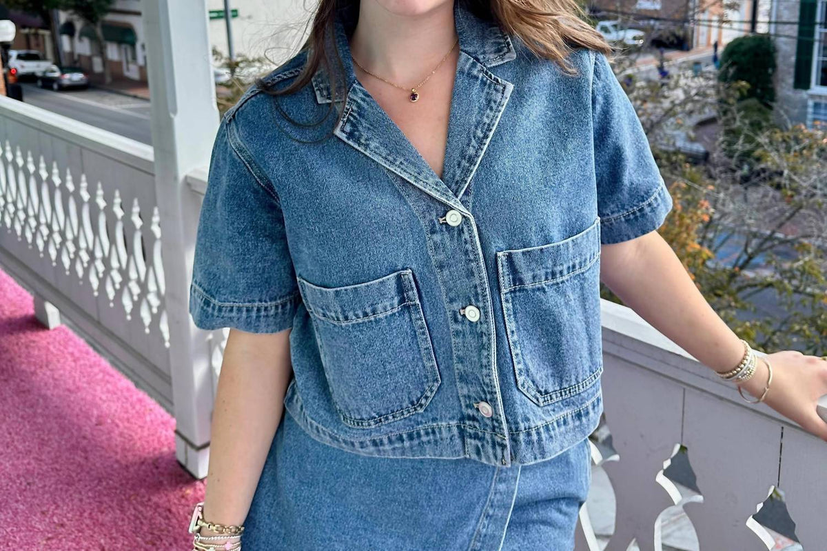 Elan - Women's Boxy Denim Button Down