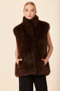 Dolce Cabo - Faux Fur Stand Up Collar Vest
