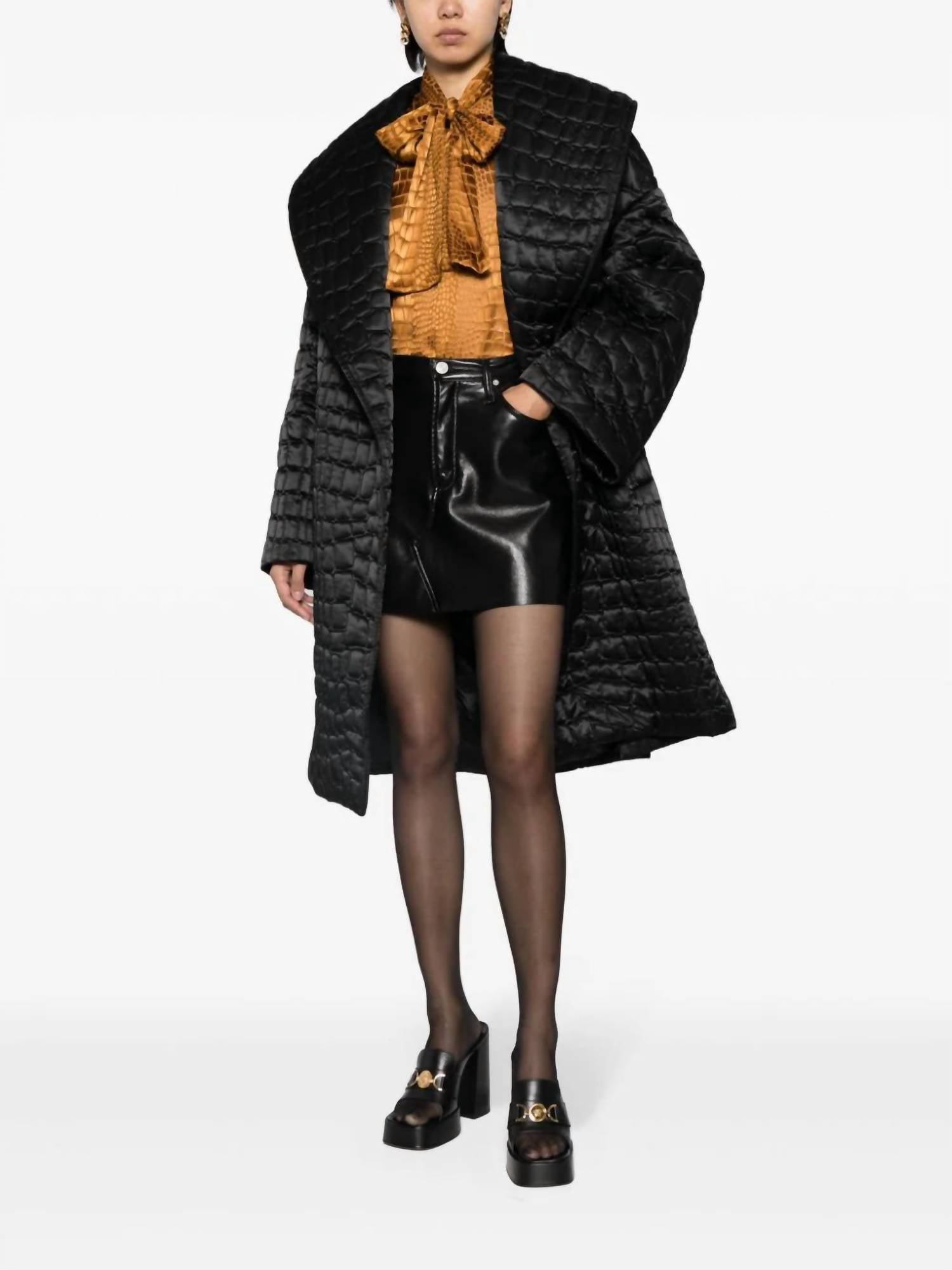 Versace - Croc-pattern Quilted Coat
