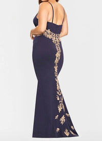 Faviana - Jersey Long Dress With Beaded Lace Applique