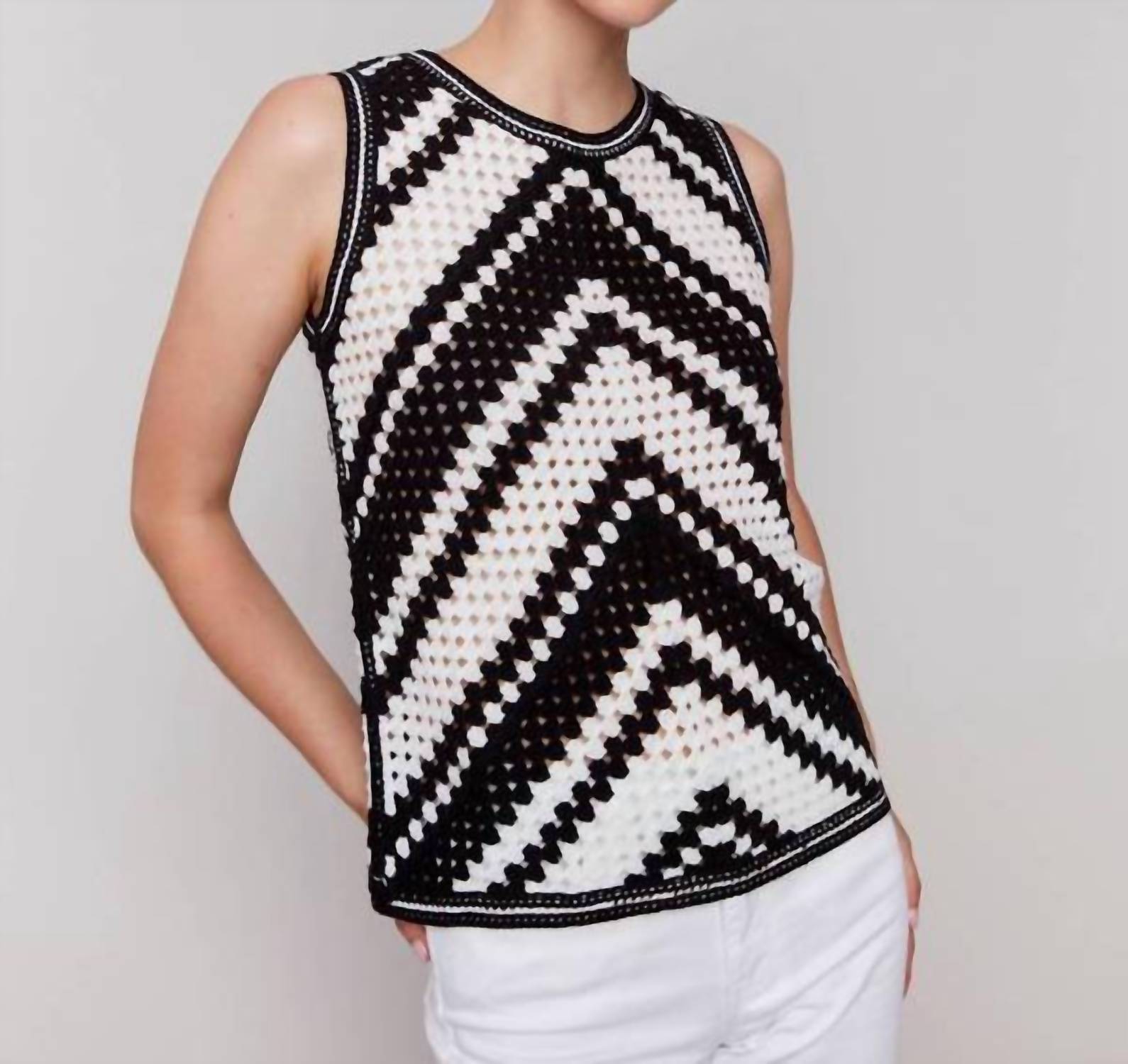 CHARLIE B Crocheted Top in pepper - women's tank top