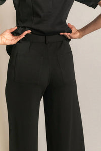 P.CILL Modal Pleated Wide Leg Trouser in black - women's pants - view 7