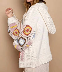 Pol - Raglan Granny Square Pattern Sweater
