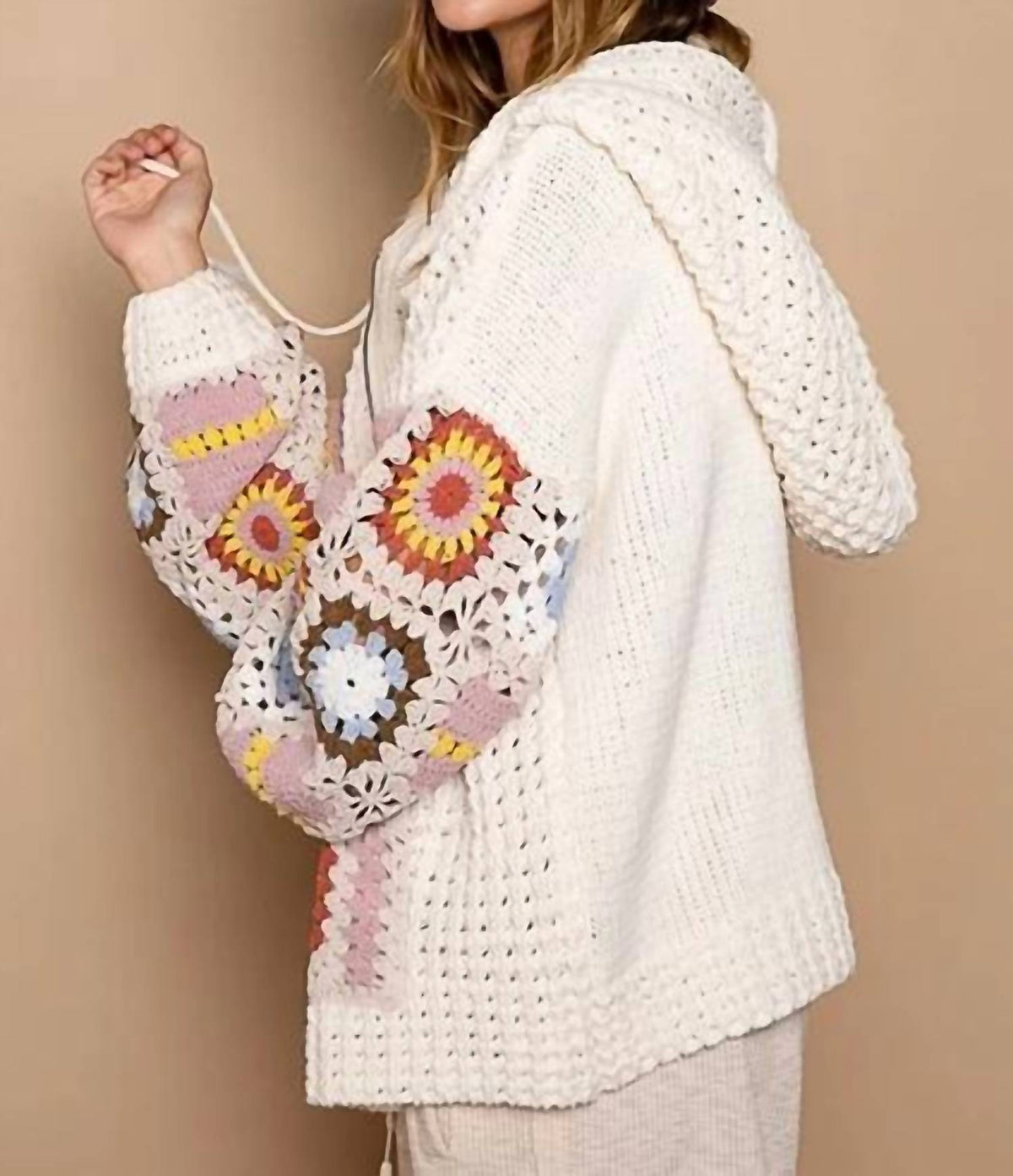 Pol - Raglan Granny Square Pattern Sweater