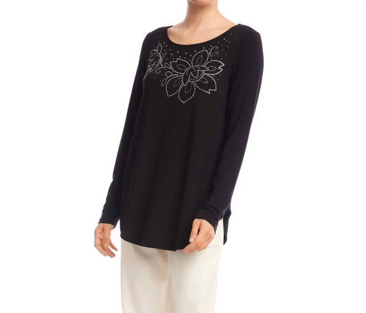 Karen Kane - Long Sleeve Embellished Shirttail Top