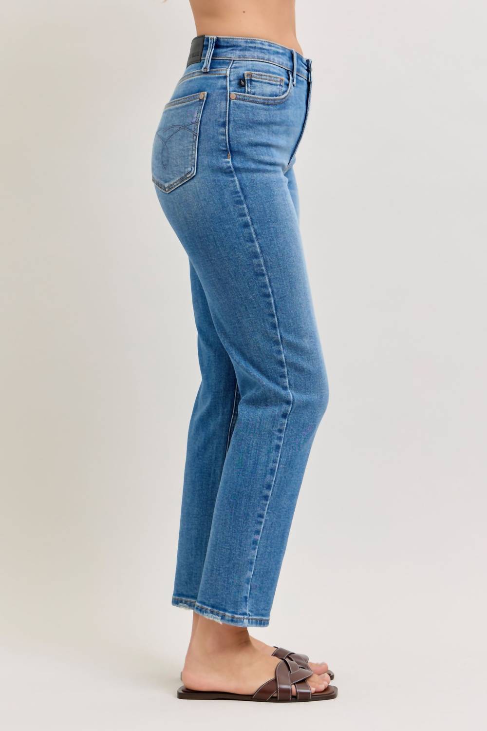 Judy Blue Blair Straight-leg Jeans in medium wash - women's jeans - alternate view