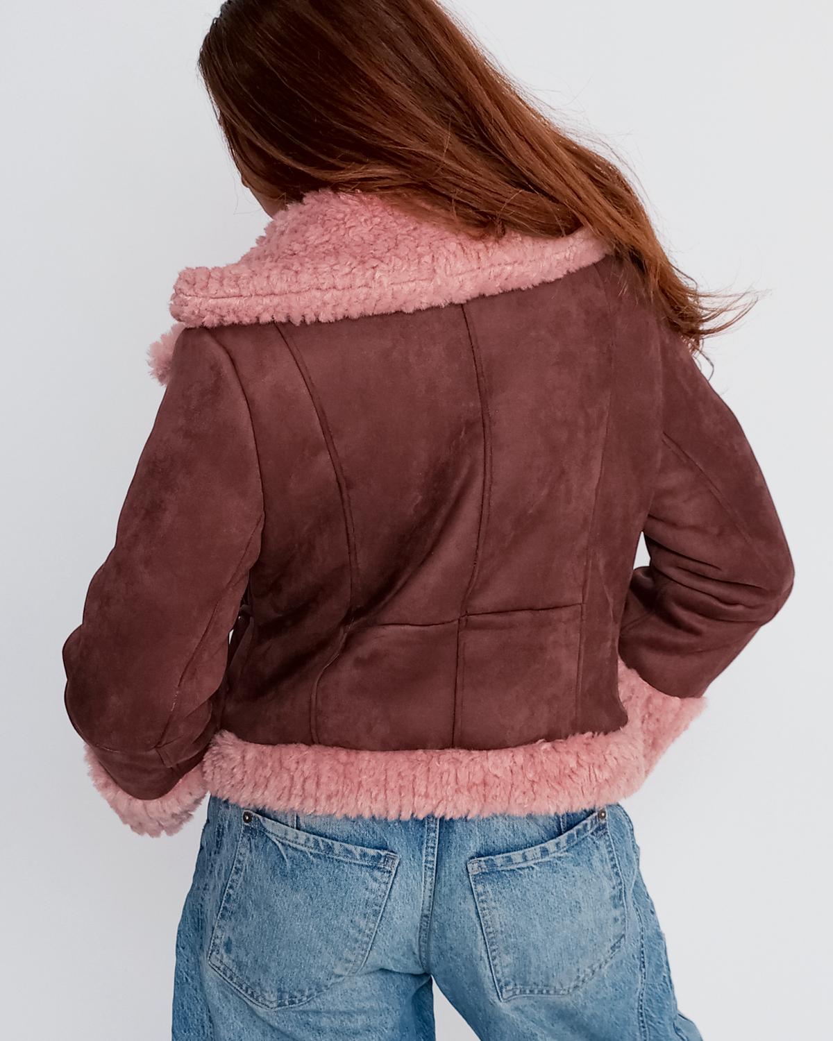 Pretty Garbage - Faux Suede Shearling Jacket