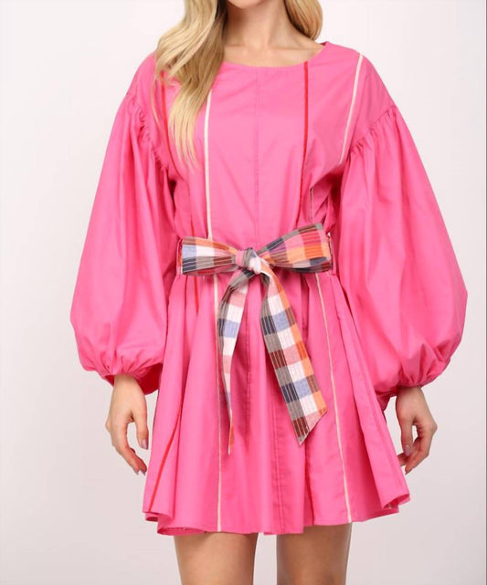 Fate - CONTRAST PIPING DETAIL BOATNECK FIT & FLARE DRESS / BELT