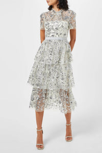 Self-Portrait - Women's Champagne Sequinned Midi Dress