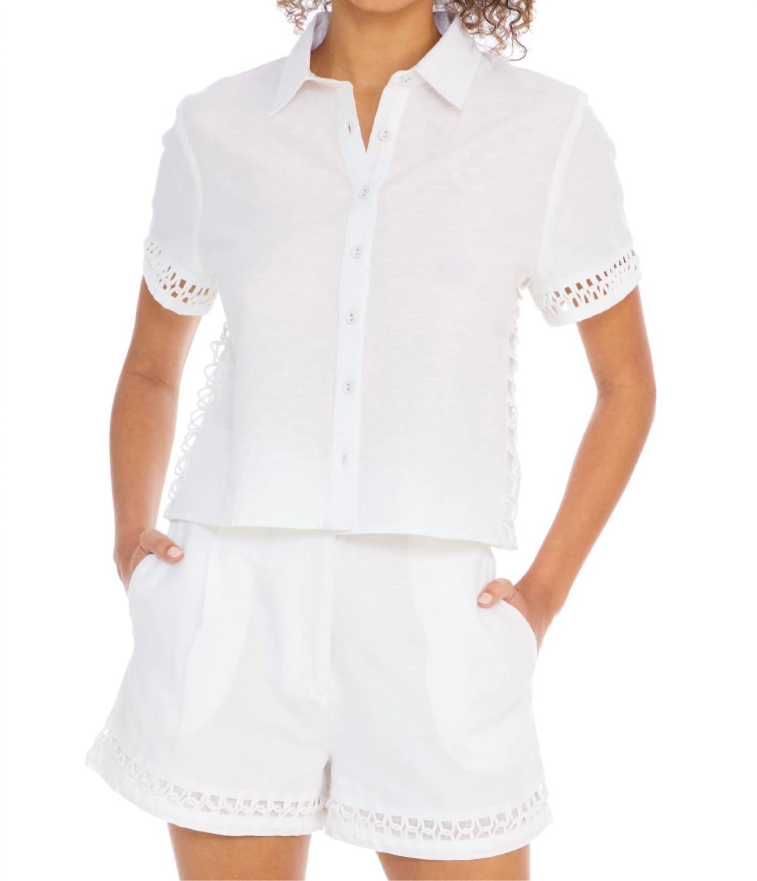 ALLISON NEW YORK ELISE SHORTS in white - women's shorts - view 5