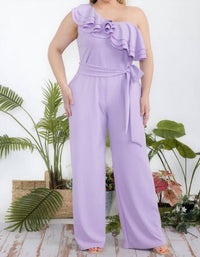 Karen T Design - One Shoulder Ruffle Jumpsuit