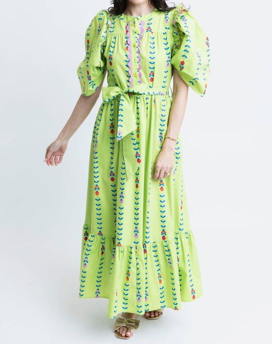 Karlie - Mod Floral Vine Poplin Ruffle Maxi Dress