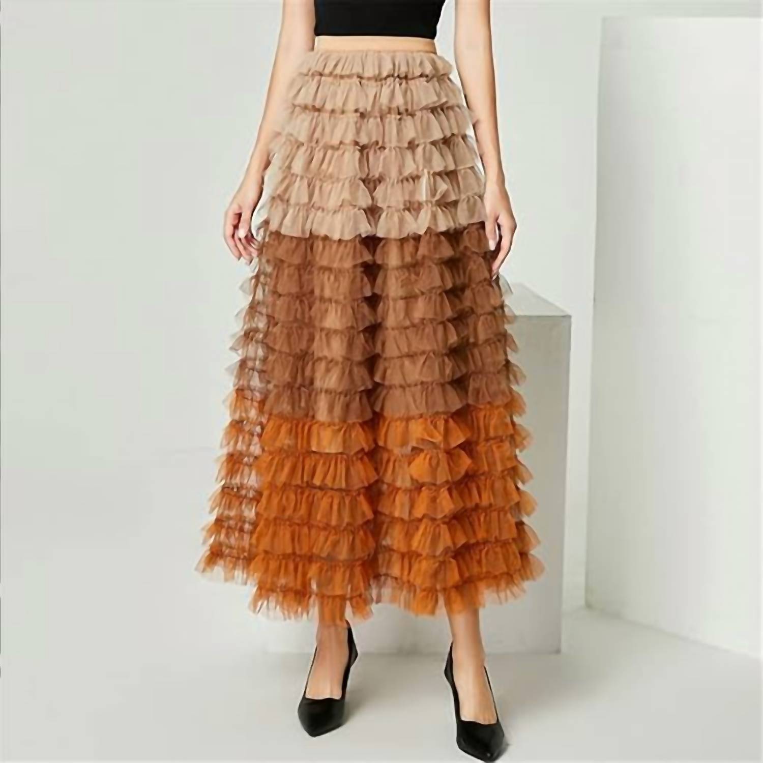 N By Nancy - Ruffle Net Maxi Skirt
