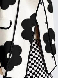 Uoozee - Long Sleeve Loose Split Joint Flower Print Jacket