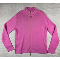 Tyler Boe Women's Cotton Ribbed Dual Zip Front Cardigan in pink - women's cardigan