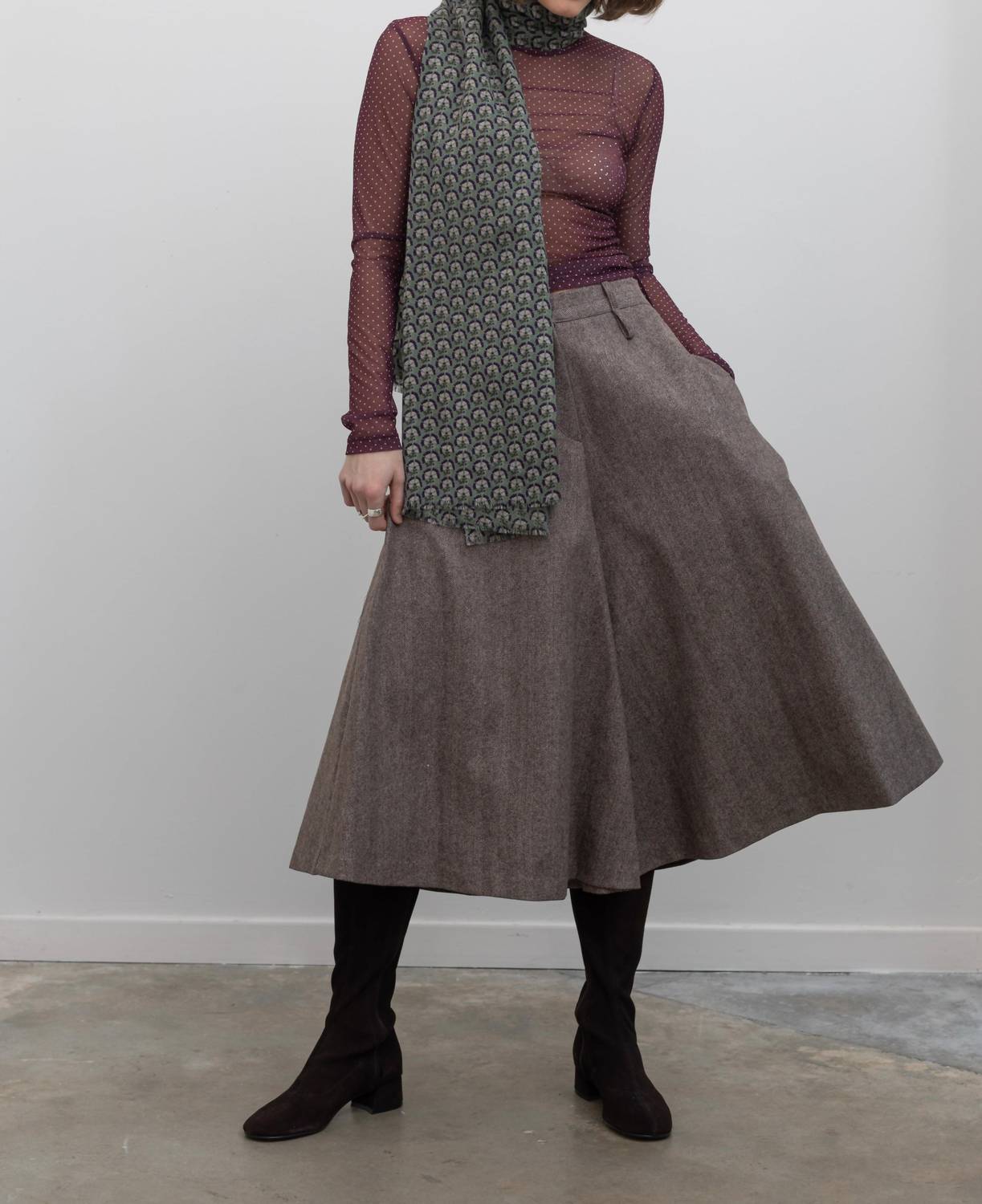 Collective Herringbone Wide Leg Culotte Pants in brown - women's pants - view 5