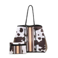 Jen & Co. - Women's Cow Print Neoprene Tote Bag