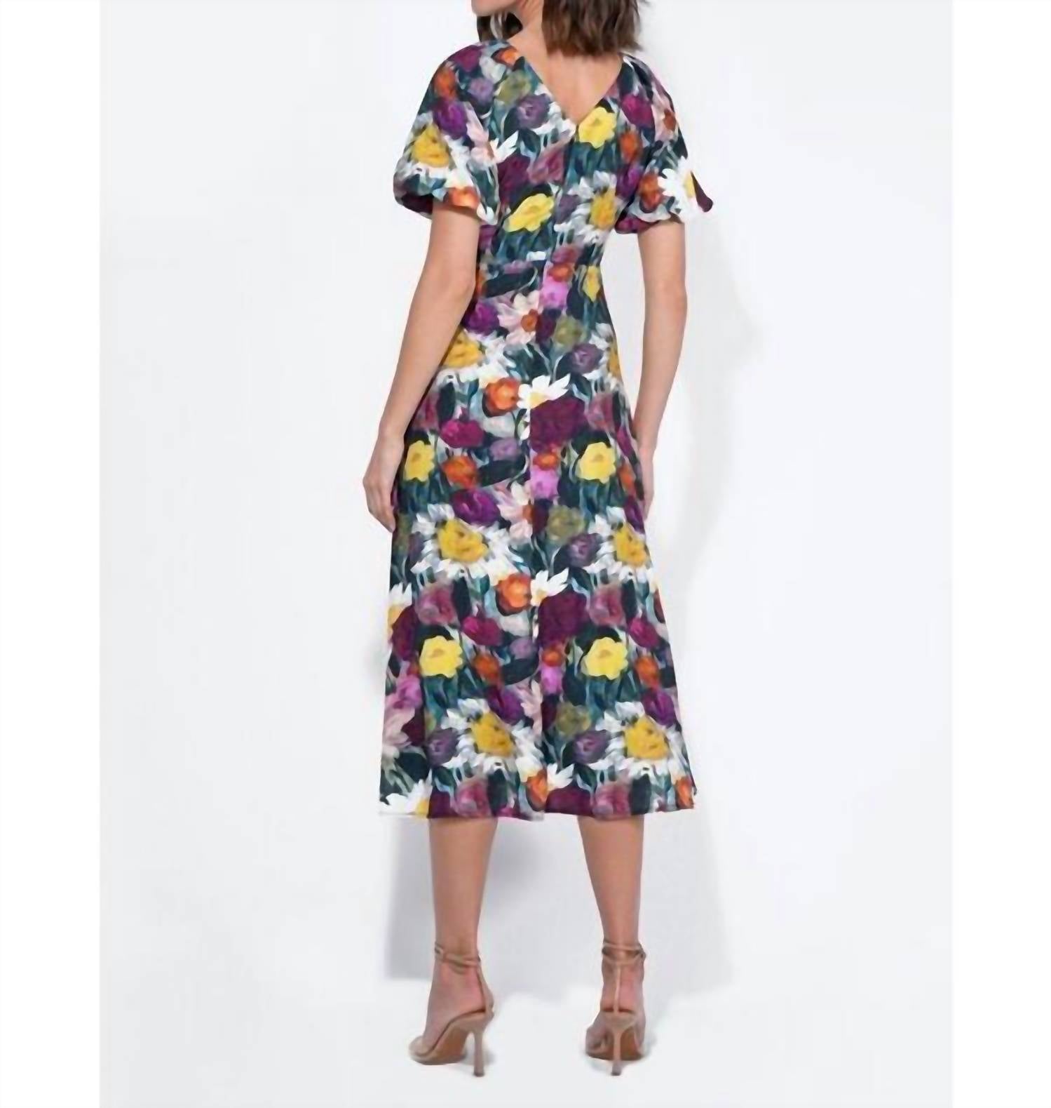 adelyn rae Elinda Ruched Front Midi Dress in multi - women's dress - alternate view